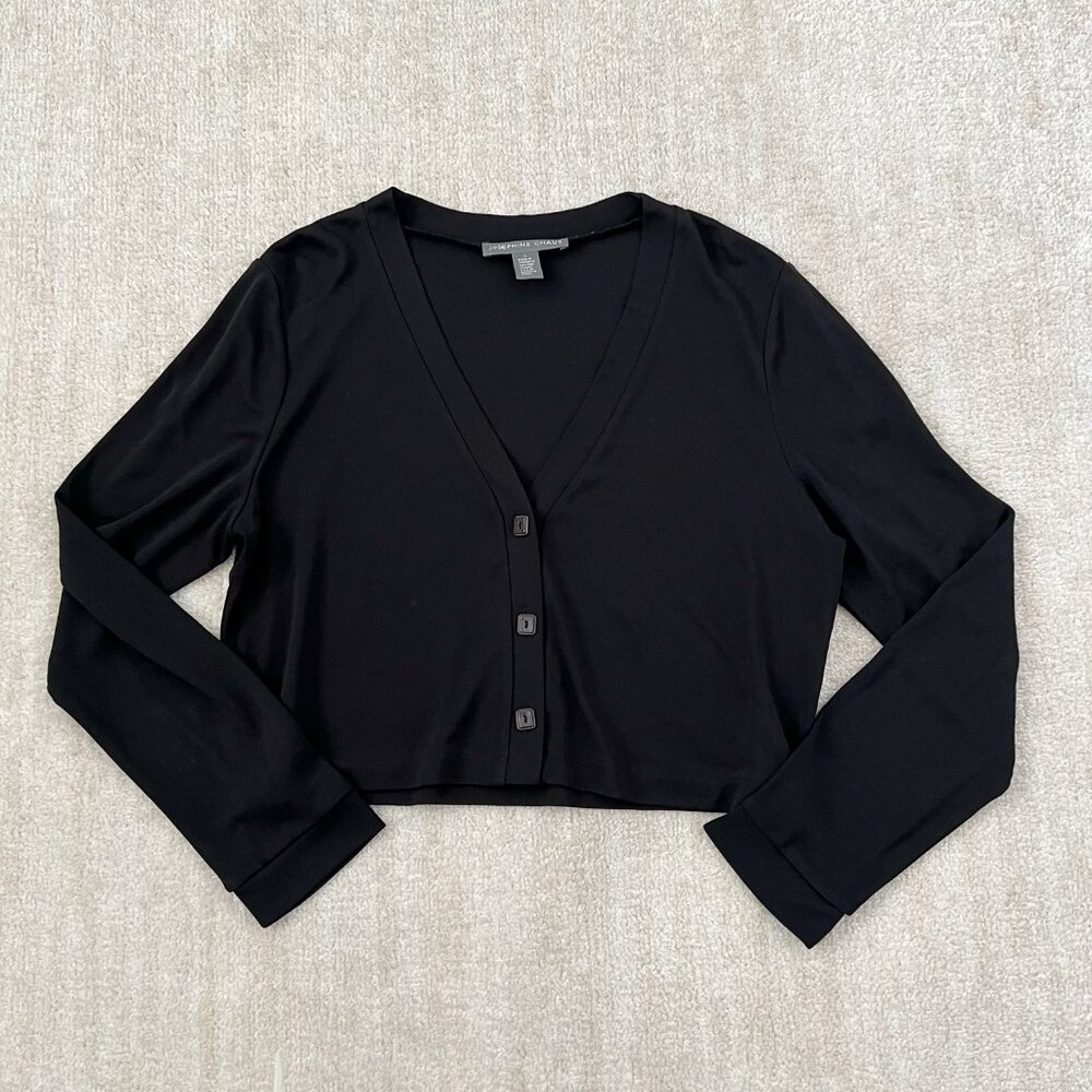 Vintage Josephine Chaus Black Topper Cardigan Sweater Knit Top L